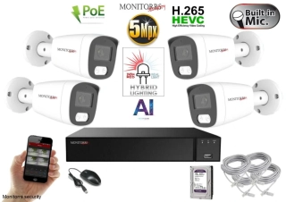 Monitorrs Security AI hybrid Light IP 4 kamerový set 5 Mpix WTube (6143K4)