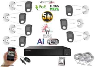 Monitorrs Security AI hybrid Light IP 7 kamerový set 5 Mpix WTube (6143K7)