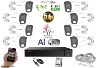 Monitorrs Security AI hybrid Light IP 8 kamerový set 5 Mpix WTube (6143K8)