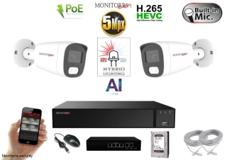 MS AI hybrid Light IP 2 kamerový set so switchom 5 Mpix WTube (6143K2B)