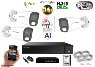 MS AI hybrid Light IP 3 kamerový set so switchom 5 Mpix WTube (6143K3B)