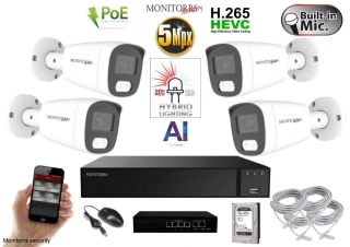 MS AI hybrid Light IP 4 kamerový set so switchom 5 Mpix WTube (6143K4B)