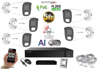 MS AI hybrid Light IP 5 kamerový set so switchom 5 Mpix WTube (6143K5B)