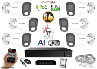 MS AI hybrid Light IP 6 kamerový set so switchom 5 Mpix WTube (6143K6B)