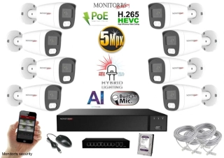 MS AI hybrid Light IP 8 kamerový set so switchom 5 Mpix WTube (6143K8B)