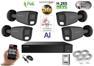 Monitorrs Security AI hybrid Light IP 4 kamerový set 5 Mpix Gtube (6144K4)