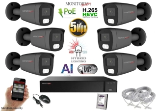 Monitorrs Security AI hybrid Light IP 6 kamerový set 5 Mpix Gtube (6144K6)