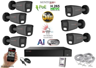 Monitorrs Security AI hybrid Light IP 7 kamerový set 5 Mpix Gtube (6144K7)