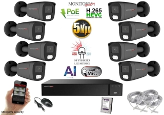 Monitorrs Security AI hybrid Light IP 8 kamerový set 5 Mpix Gtube (6144K8)