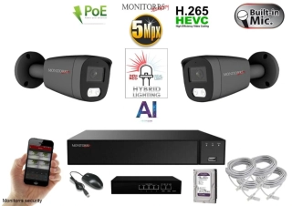 MS AI hybrid Light IP 2 kamerový set so switchom 5 Mpix Gtube (6144K2B)