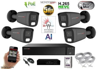 MS AI hybrid Light IP 4 kamerový set so switchom 5 Mpix Gtube (6144K4B)