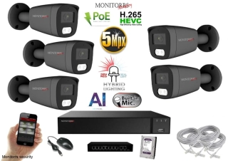 MS AI hybrid Light IP 5 kamerový set so switchom 5 Mpix Gtube (6144K5B)