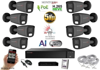 MS AI hybrid Light IP 8 kamerový set so switchom 5 Mpix Gtube (6144K8B)