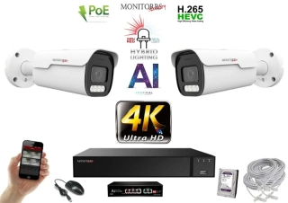 MS AI hybrid Light Park IP 2 kamerový set so switchom 8 Mpix (6070K2B)