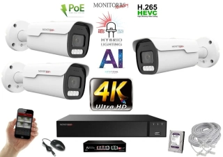 MS AI hybrid Light Park IP 3 kamerový set so switchom 8 Mpix (6070K3B)