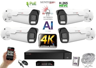 MS AI hybrid Light Park IP 4 kamerový set so switchom 8 Mpix (6070K4B)