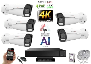 MS AI hybrid Light Park IP 5 kamerový set so switchom 8 Mpix (6070K5B)