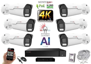MS AI hybrid Light Park IP 6 kamerový set so switchom 8 Mpix (6070K6B)
