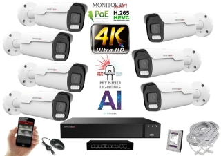 MS AI hybrid Light Park IP 7 kamerový set so switchom 8 Mpix (6070K7B)