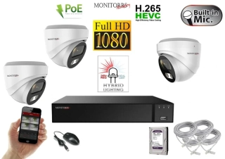 Monitorrs Security Hybrid Light IP 3 kamerový set 2 Mpix WDome (6211K3)