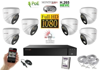 Monitorrs Security Hybrid Light IP 6 kamerový set 2 Mpix WDome (6211K6)