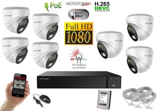 Monitorrs Security Hybrid Light IP 7 kamerový set 2 Mpix WDome (6211K7)