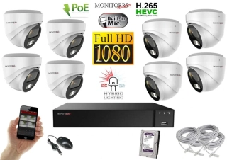 Monitorrs Security Hybrid Light IP 8 kamerový set 2 Mpix WDome (6211K8)