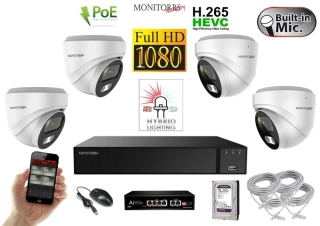 MS Hybrid Light IP 4 kamerový set so switchom 2 Mpix WDome (6211K4B)