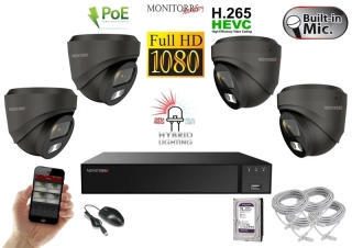 Monitorrs Security Hybrid Light IP 4 kamerový set 2 Mpix GDome (6212K4)
