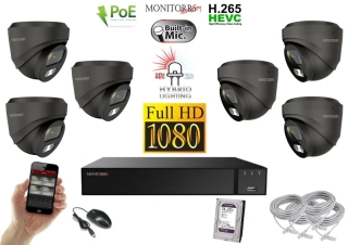 Monitorrs Security Hybrid Light IP 6 kamerový set 2 Mpix GDome (6212K6)