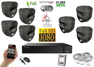 Monitorrs Security Hybrid Light IP 7 kamerový set 2 Mpix GDome (6212K7)