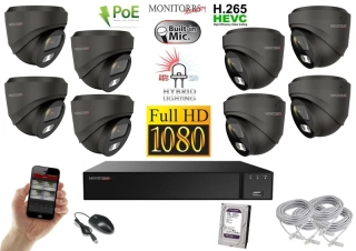Monitorrs Security Hybrid Light IP 8 kamerový set 2 Mpix GDome (6212K8)