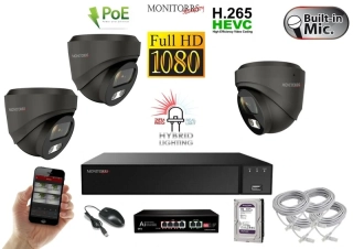 MS Hybrid Light IP 3 kamerový set so switchom 2 Mpix GDome (6212K3B)