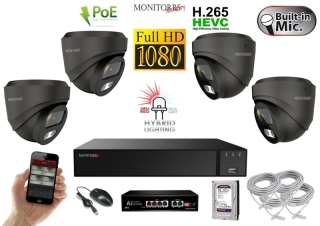 MS Hybrid Light IP 4 kamerový set so switchom 2 Mpix GDome (6212K4B)