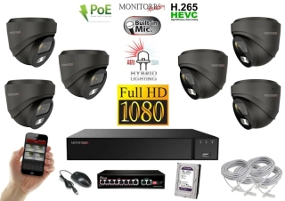 MS Hybrid Light IP 6 kamerový set so switchom 2 Mpix GDome (6212K6B)