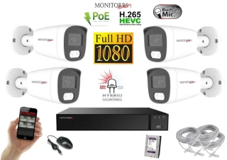 Monitorrs Security Hybrid Light IP 4 kamerový set 2 Mpix WTube (6213K4)