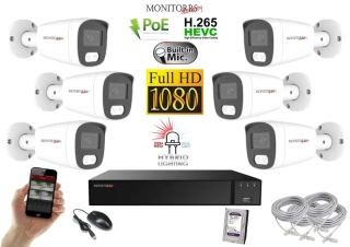 Monitorrs Security Hybrid Light IP 6 kamerový set 2 Mpix WTube (6213K6)