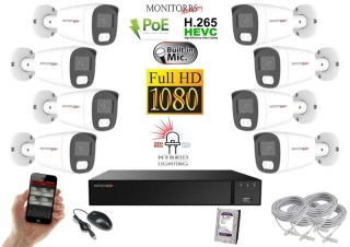 Monitorrs Security Hybrid Light IP 8 kamerový set 2 Mpix WTube (6213K8)
