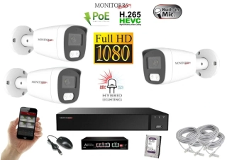 MS Hybrid Light IP 3 kamerový set so switchom 2 Mpix WTube (6213K3B)