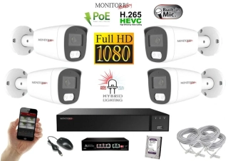 MS Hybrid Light IP 4 kamerový set so switchom 2 Mpix WTube (6213K4B)