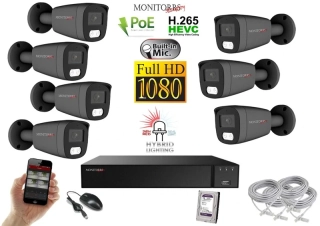 Monitorrs Security Hybrid Light IP 7 kamerový set 2 Mpix GTube (6214K7)