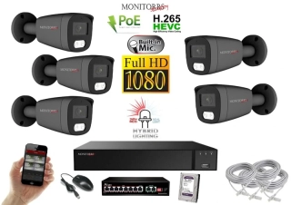 MS Hybrid Light IP 5 kamerový set so switchom 2 Mpix GTube (6214K5B)
