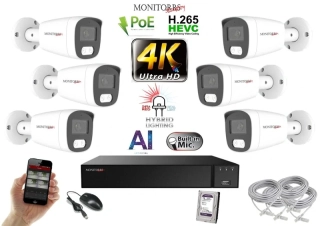 Monitorrs Security AI Hybrid Light IP 6 kamerový set 8 Mpix WTube (6484K6)