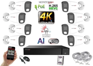 Monitorrs Security AI Hybrid Light IP 8 kamerový set 8 Mpix WTube (6484K8)