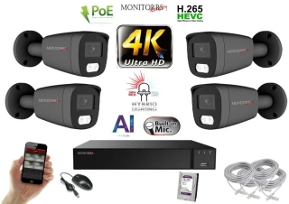 Monitorrs Security AI Hybrid Light IP 4 kamerový set 8 Mpix GTube (6483K4)