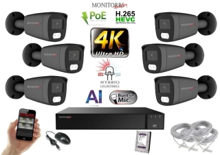 Monitorrs Security AI Hybrid Light IP 6 kamerový set 8 Mpix GTube (6483K6)