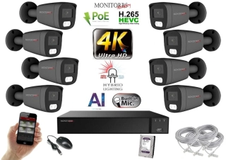 Monitorrs Security AI Hybrid Light IP 8 kamerový set 8 Mpix GTube (6483K8)
