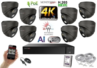 Monitorrs Security AI Hybrid Light IP 8 kamerový set 8 Mpix GDome (6482K8)