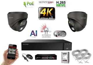 MS AI Hybrid Light IP 2 kamerový set so switchom 8 Mpix GDome (6482K2B)