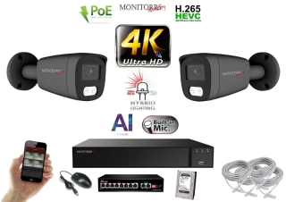 MS AI Hybrid Light IP 2 kamerový set so switchom 8 Mpix GTube (6483K2B)